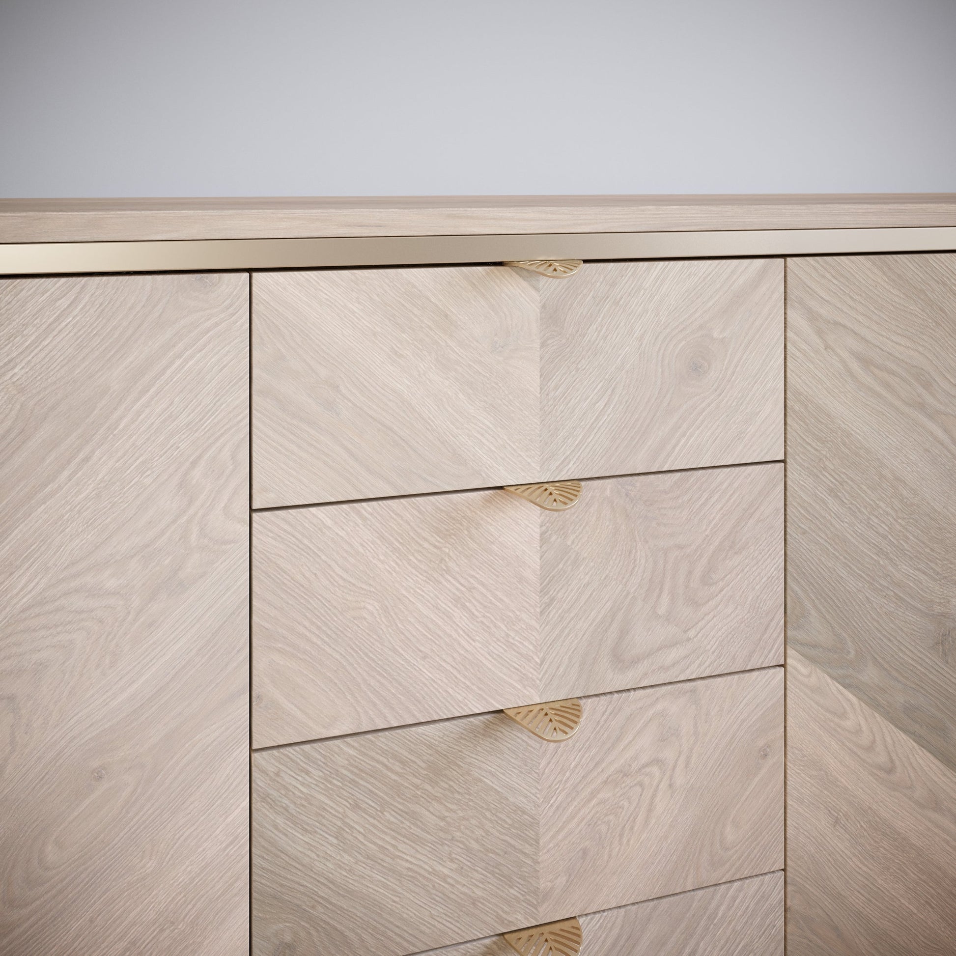 Tirador de muebles LEAF Edge Pull de 32 mm (longitud total de 60 mm) - Dorado latón. (7) – Furnica