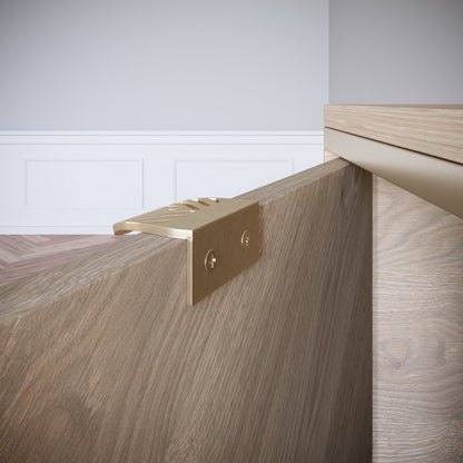 Tirador de muebles LEAF Edge Pull de 32 mm (longitud total de 60 mm) - Dorado latón. (2) – Furnica