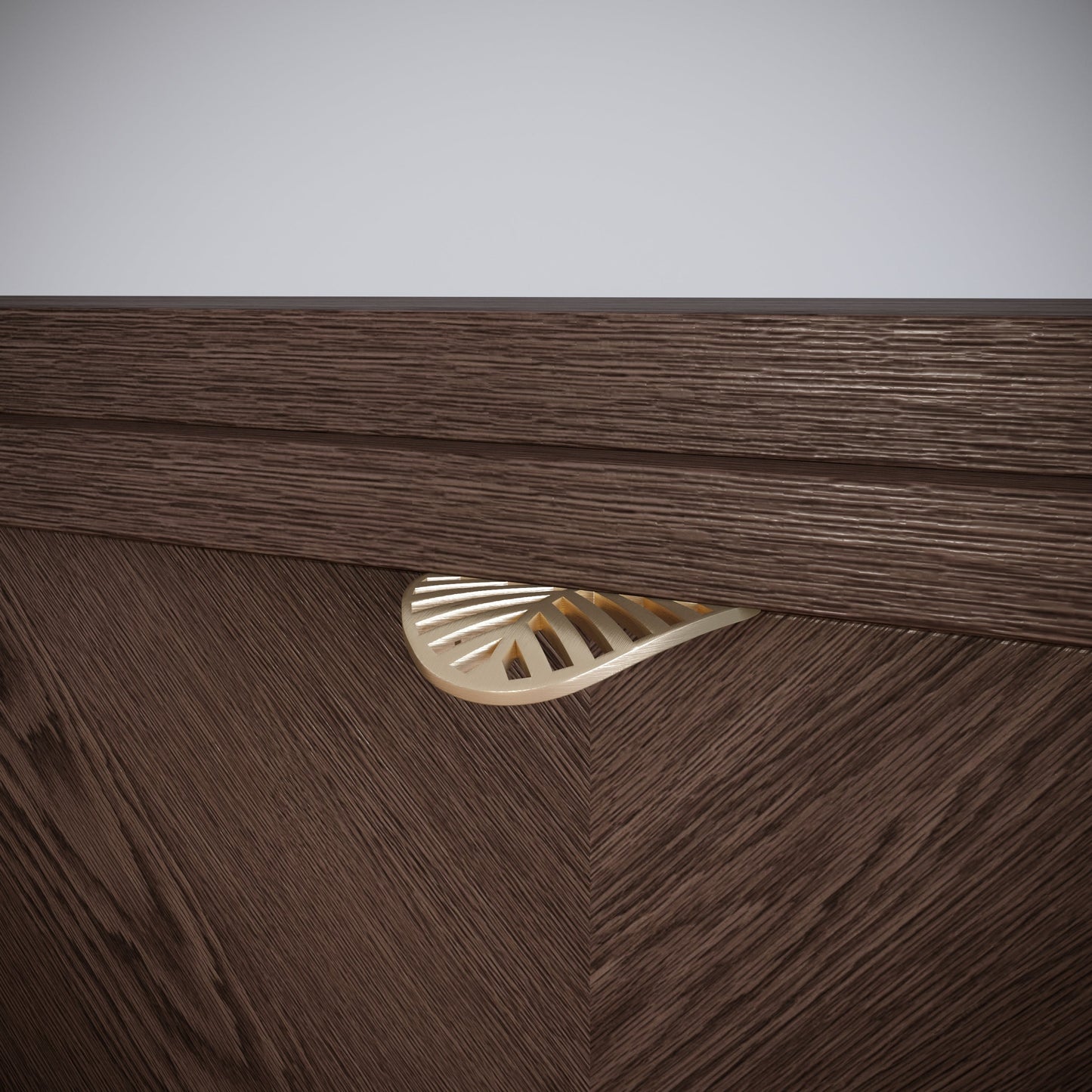 Tirador de muebles LEAF Edge Pull de 32 mm (longitud total de 60 mm) - Dorado latón. (3) – Furnica