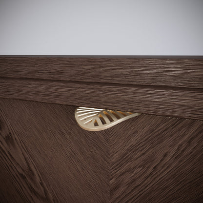 Tirador de muebles LEAF Edge Pull de 32 mm (longitud total de 60 mm) - Dorado latón. (3) – Furnica