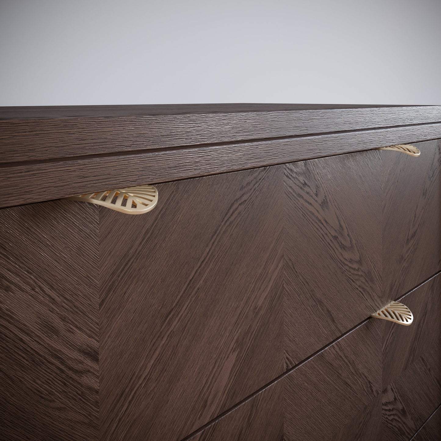 Tirador de muebles LEAF Edge Pull de 32 mm (longitud total de 60 mm) - Dorado latón. (5) – Furnica
