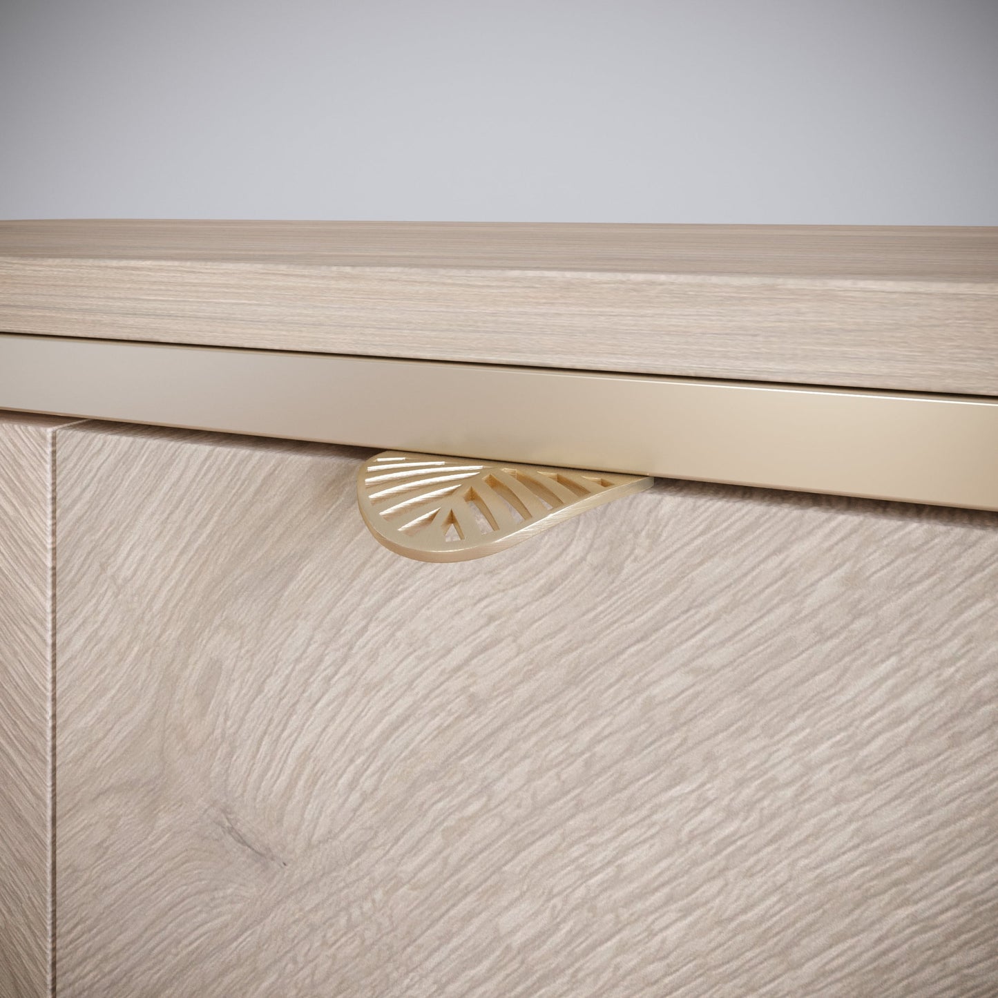 Tirador de muebles LEAF Edge Pull de 32 mm (longitud total de 60 mm) - Dorado latón. (6) – Furnica