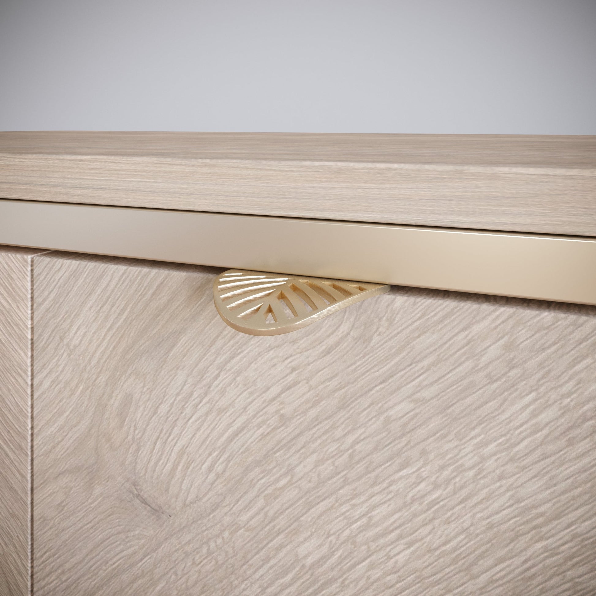 Tirador de muebles LEAF Edge Pull de 32 mm (longitud total de 60 mm) - Dorado latón. (6) – Furnica