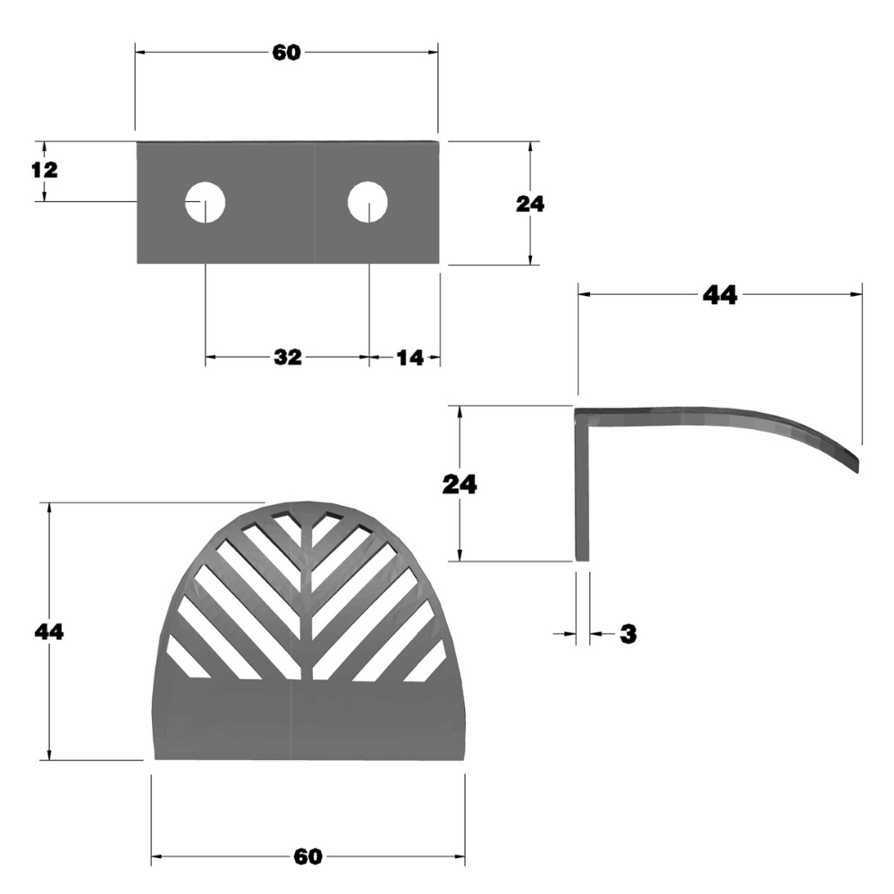 Tirador de muebles LEAF Edge Pull de 32 mm (longitud total de 60 mm) - Plateado mate perlado.