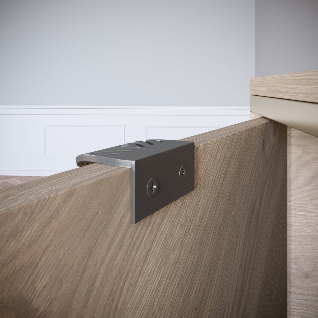 Tirador de muebles LEAF Edge Pull de 32 mm (longitud total de 60 mm) - Plateado mate perlado.