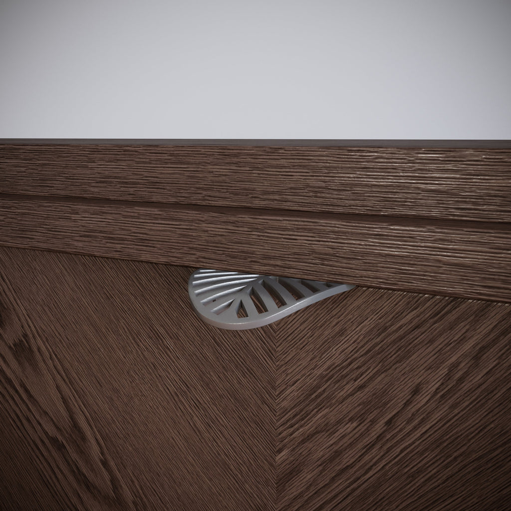 Tirador de muebles LEAF Edge Pull de 32 mm (longitud total de 60 mm) - Plateado mate perlado.