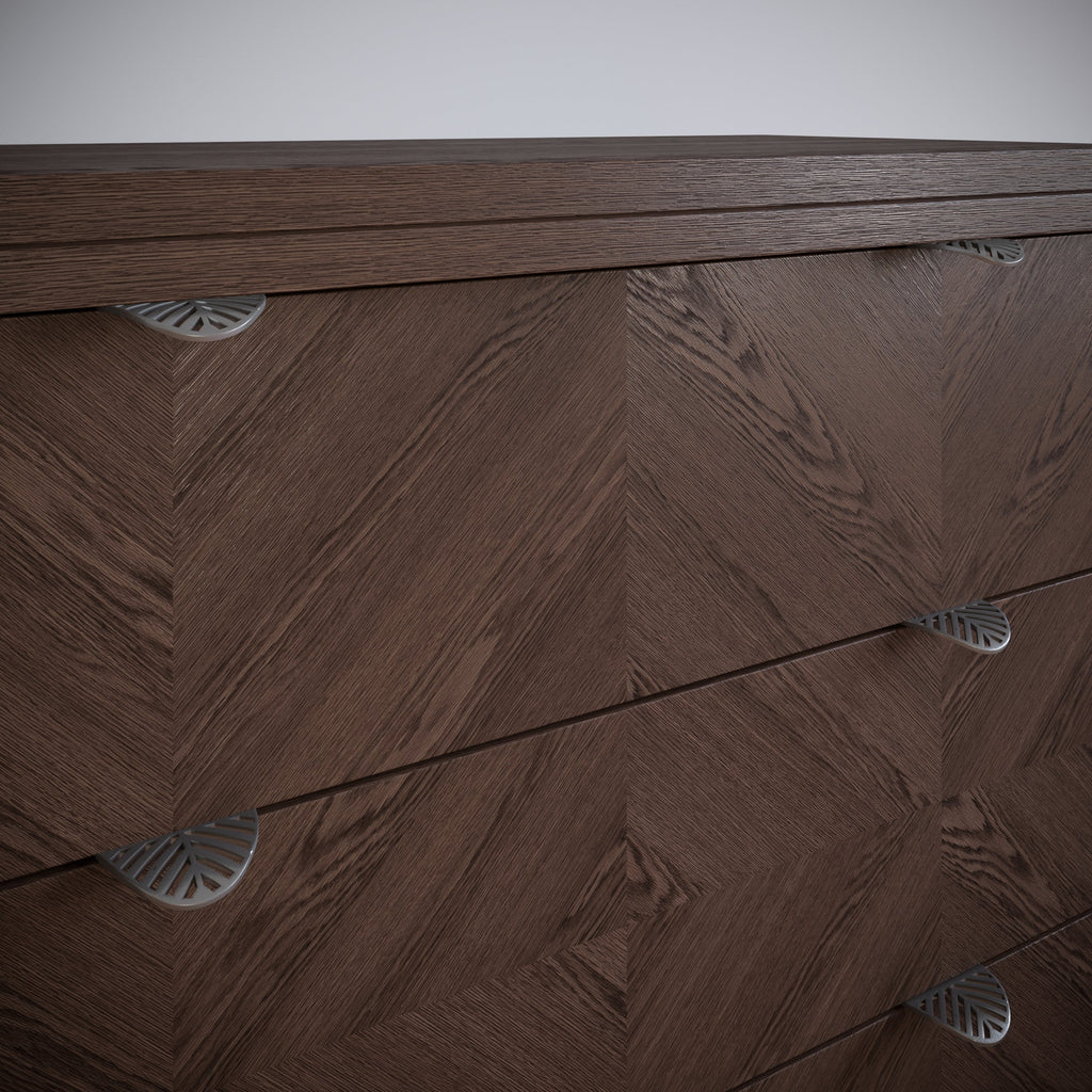 Tirador de muebles LEAF Edge Pull de 32 mm (longitud total de 60 mm) - Plateado mate perlado.
