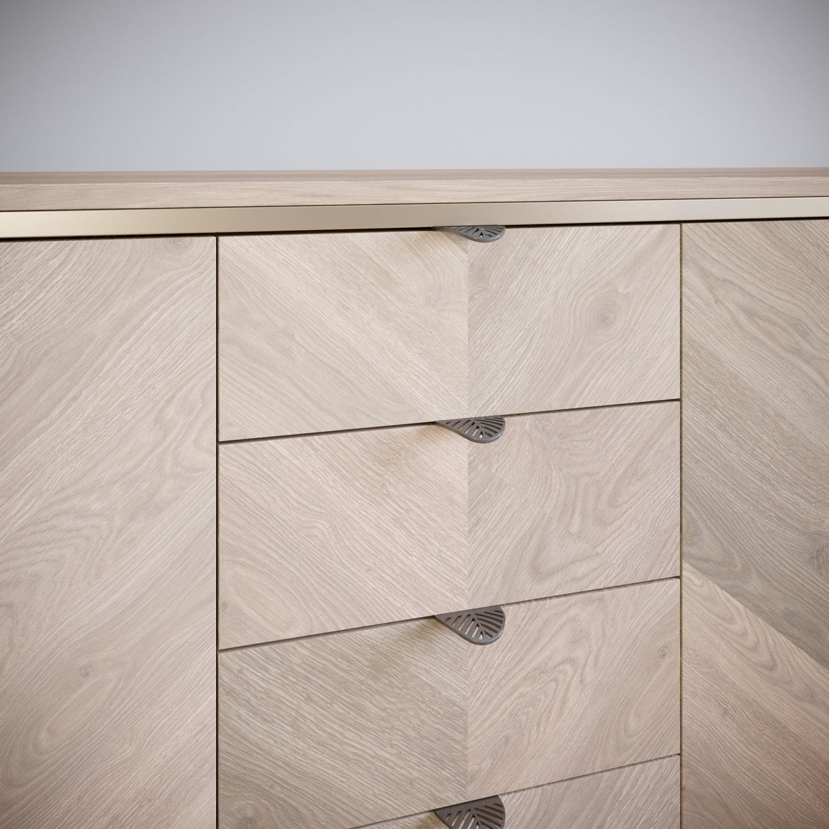 Tirador de muebles LEAF Edge Pull de 32 mm (longitud total de 60 mm) - Plateado mate perlado. (8) – Furnica