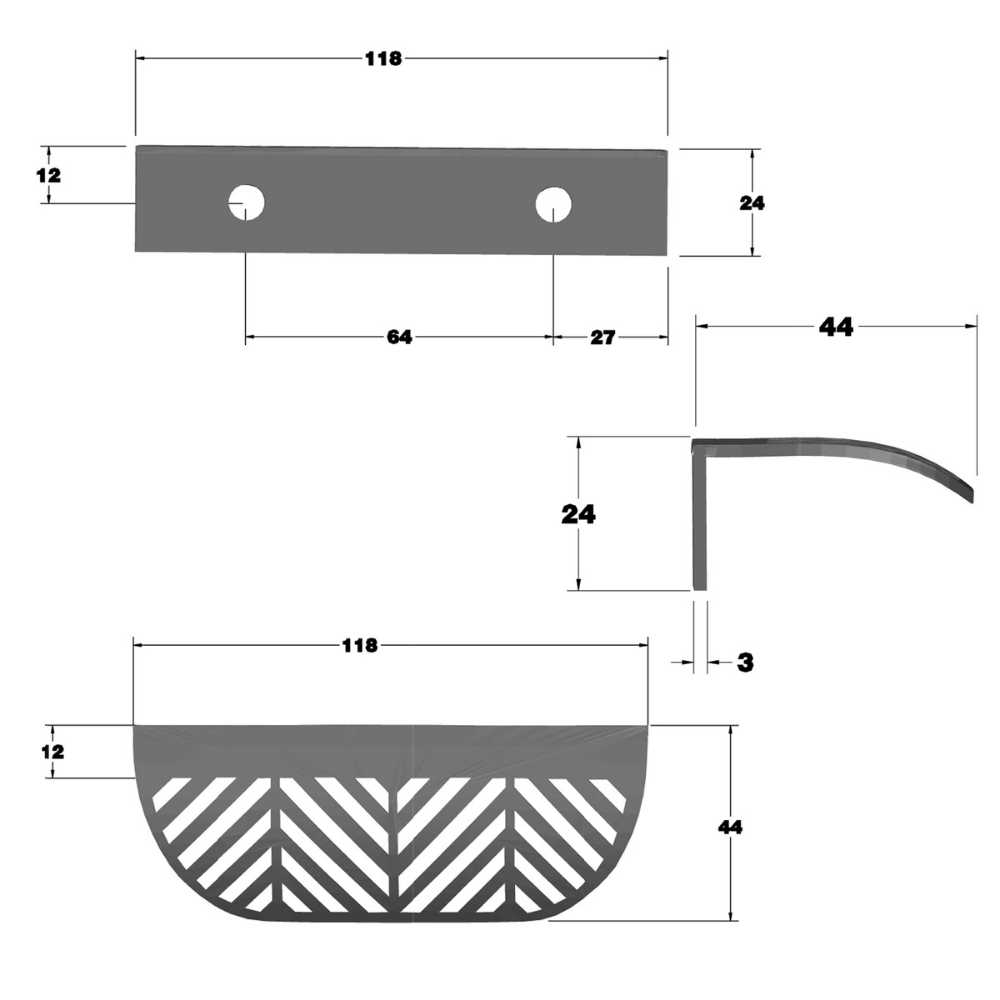 Tirador de muebles LEAF Edge Pull de 64 mm (longitud total de 118 mm) - Dorado latón.