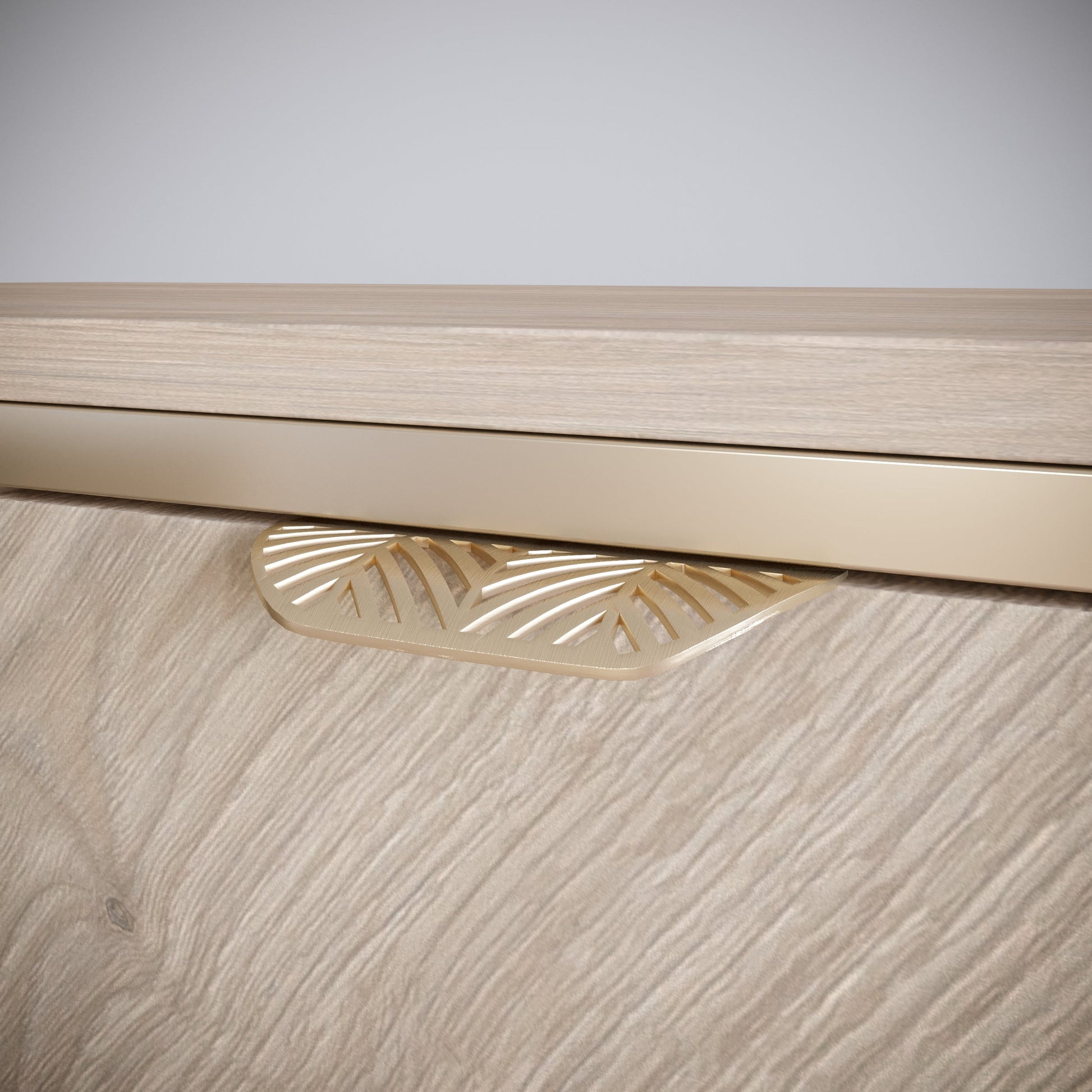 Tirador de muebles LEAF Edge Pull de 64 mm (longitud total de 118 mm) - Dorado latón. (6) – Furnica
