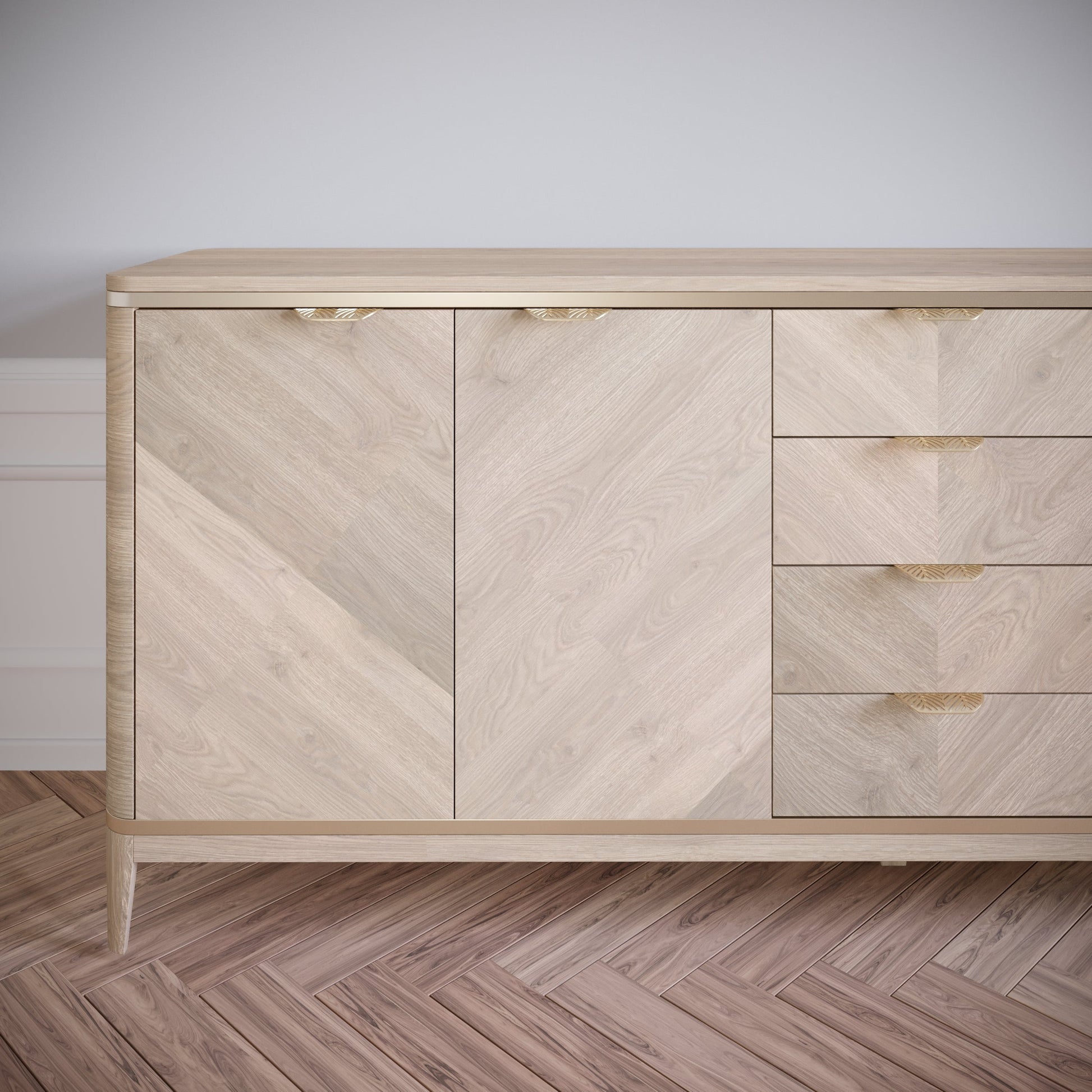 Tirador de muebles LEAF Edge Pull de 64 mm (longitud total de 118 mm) - Dorado latón. (4) – Furnica
