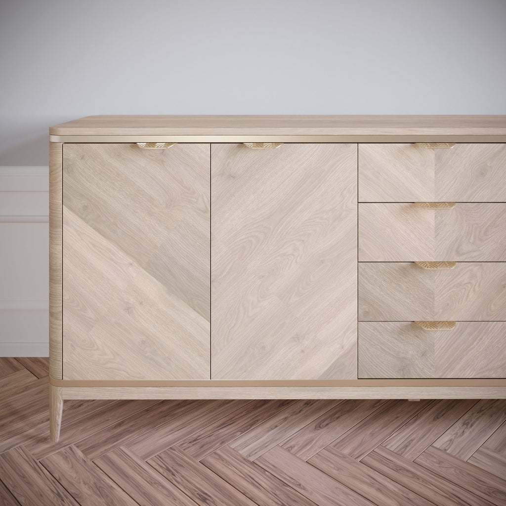 Tirador de muebles LEAF Edge Pull de 64 mm (longitud total de 118 mm) - Dorado latón.