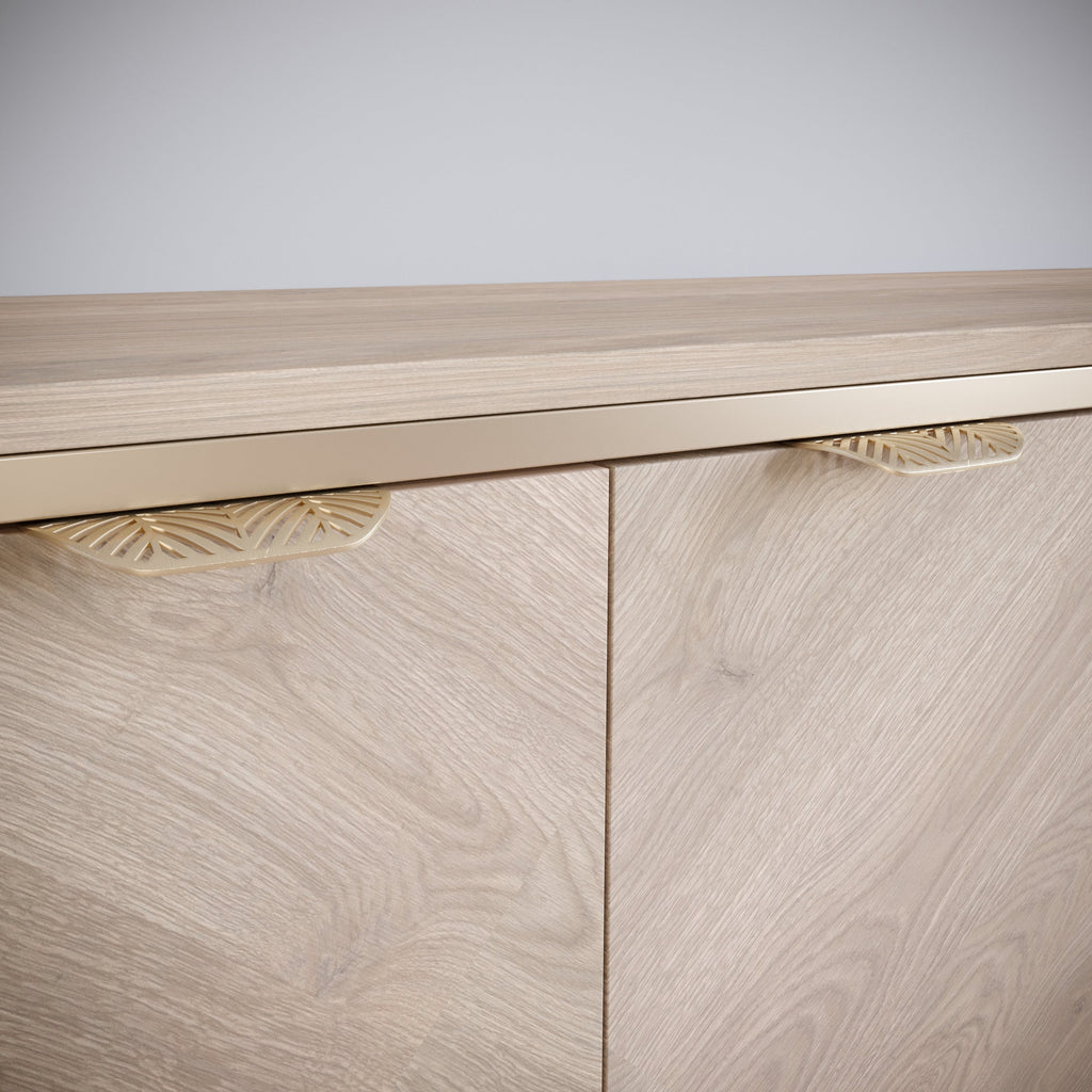 Tirador de muebles LEAF Edge Pull de 64 mm (longitud total de 118 mm) - Dorado latón.