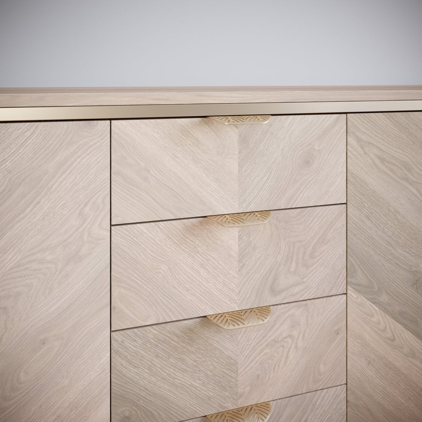 Tirador de muebles LEAF Edge Pull de 64 mm (longitud total de 118 mm) - Dorado latón. (8) – Furnica
