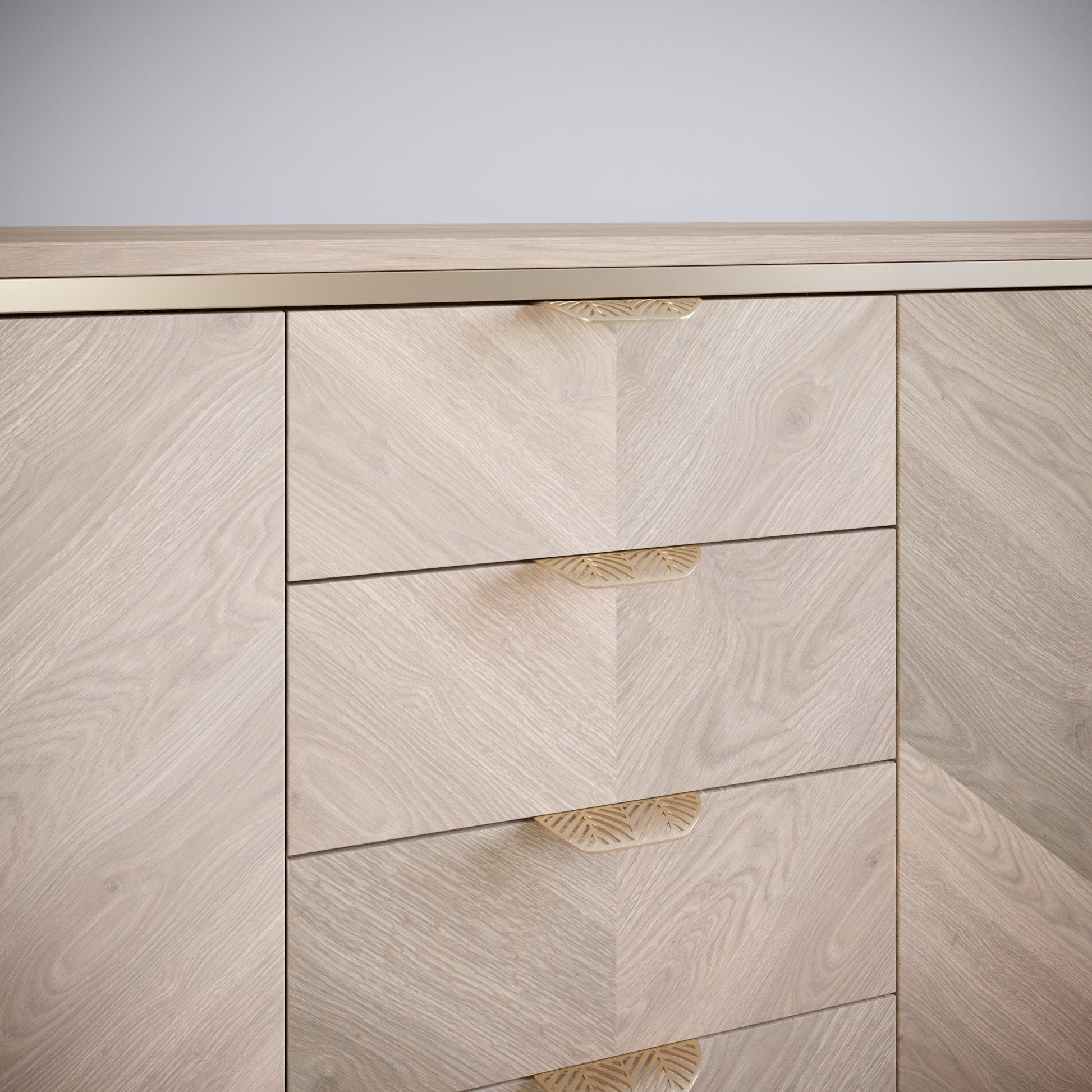 Tirador de muebles LEAF Edge Pull de 64 mm (longitud total de 118 mm) - Dorado latón. (8) – Furnica