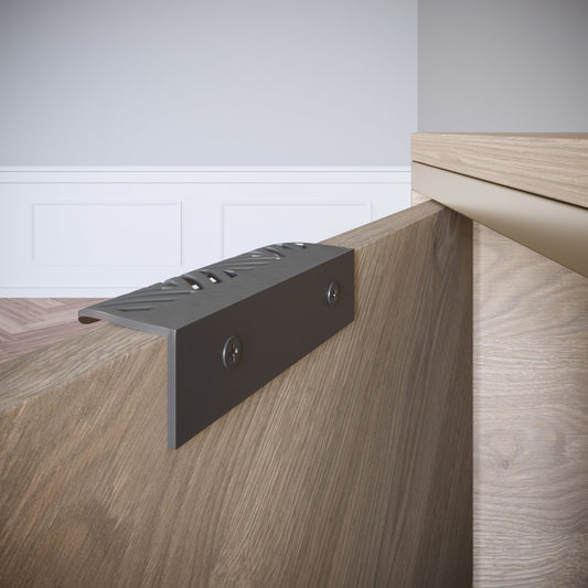 Tirador de muebles LEAF Edge Pull de 64 mm (longitud total de 118 mm) - Plateado mate perlado. (2) – Furnica