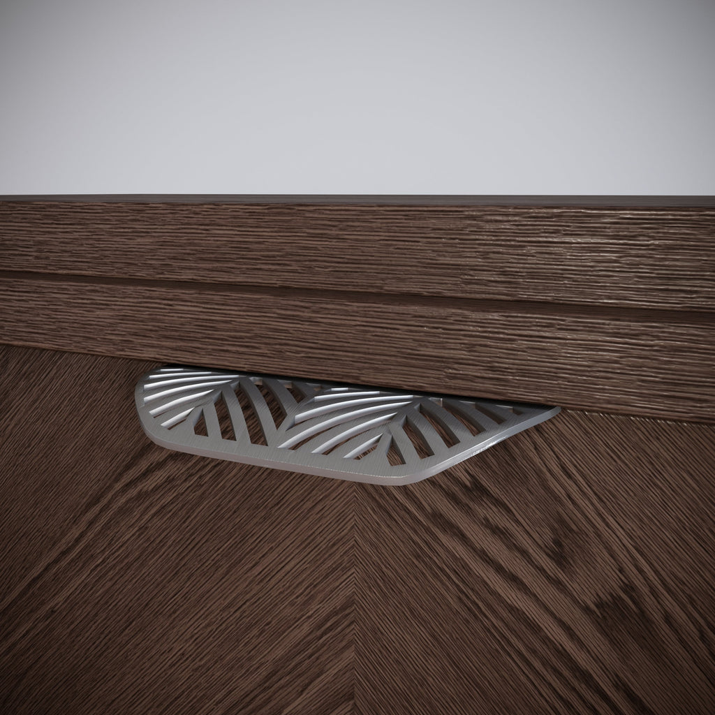 Tirador de muebles LEAF Edge Pull de 64 mm (longitud total de 118 mm) - Plateado mate perlado.
