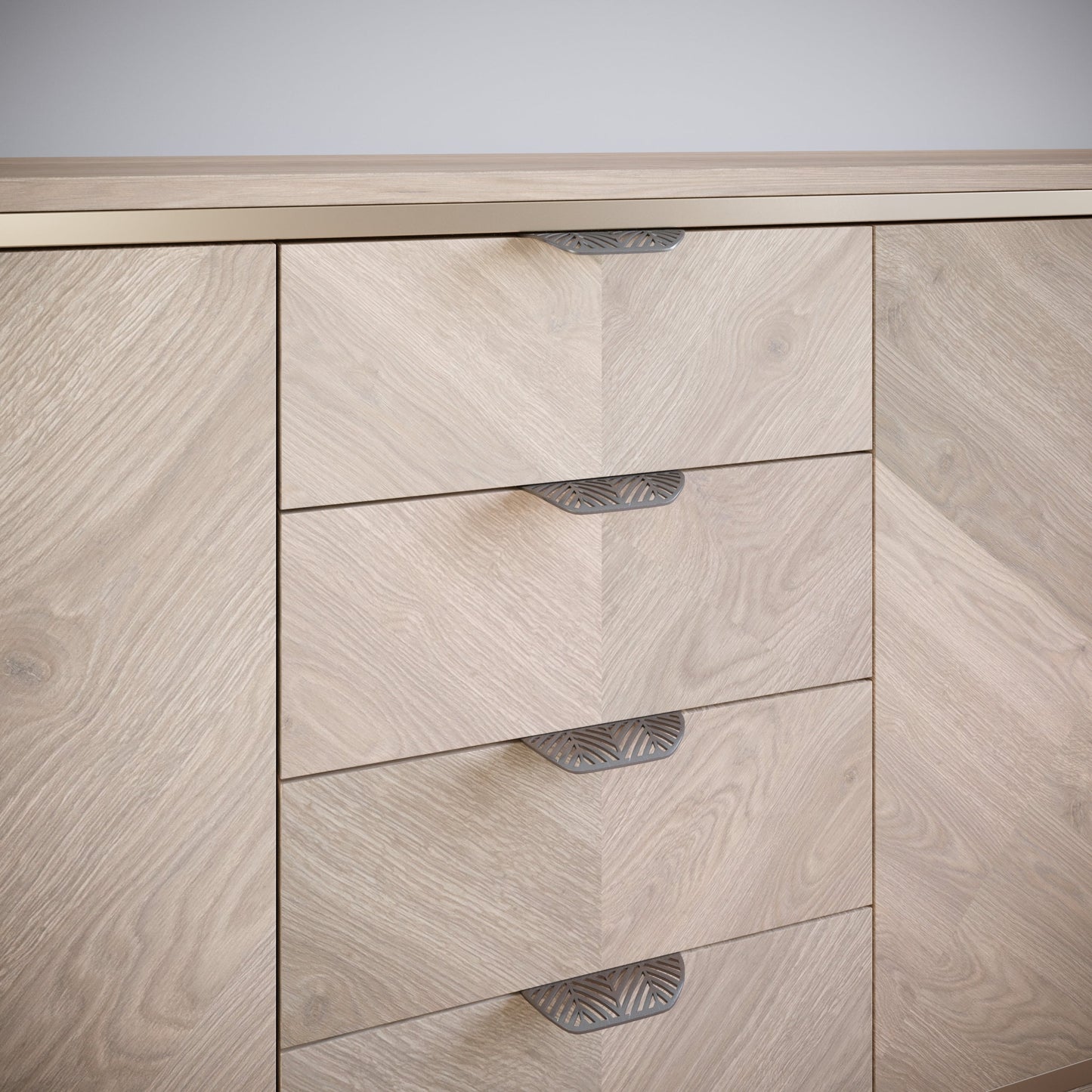 Tirador de muebles LEAF Edge Pull de 64 mm (longitud total de 118 mm) - Plateado mate perlado. (9) – Furnica
