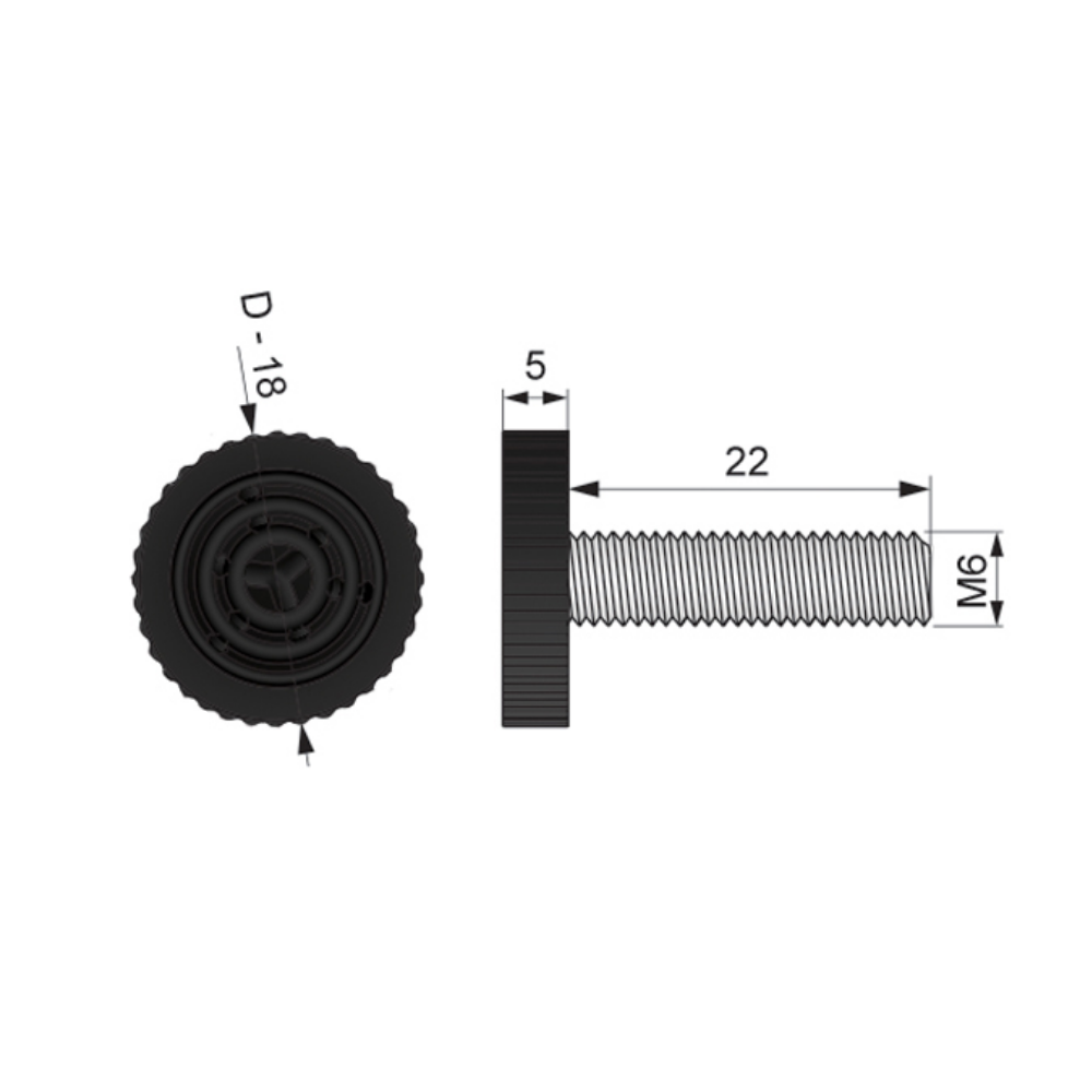Regulador de nivel, M6, negro (2) – Furnica