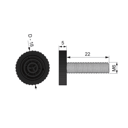 Regulador de nivel, M6, negro (2) – Furnica