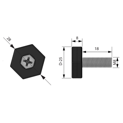 Regulador de nivel, M8, negro (2) – Furnica