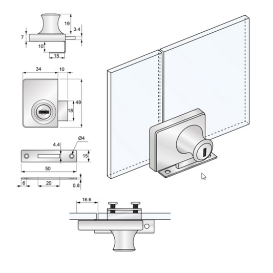 Cerradura para puertas de doble vidrio (2) – Furnica