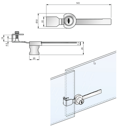 Cerradura para puertas corredizas de vidrio (2) – Furnica