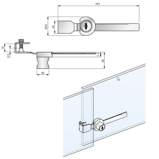 Cerradura para puertas corredizas de vidrio (2) – Furnica
