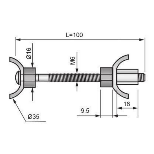 Conector de encimera M6x100mm (2) – Furnica