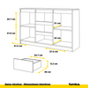 MIKEL - Cómoda de 3 cajones y 2 puertas - Armario de almacenamiento para dormitorio - Aparador - Roble Sonoma / Antracita - A75cm A120cm P35cm