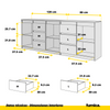 MIKEL - Cómoda de 6 cajones y 3 puertas - Armario de almacenamiento para el dormitorio - Aparador - Roble Sonoma - A75cm A200cm P35cm
