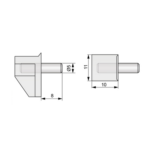 Soporte de estante de metal-plástico Ø5mm (100 piezas) (2) – Furnica