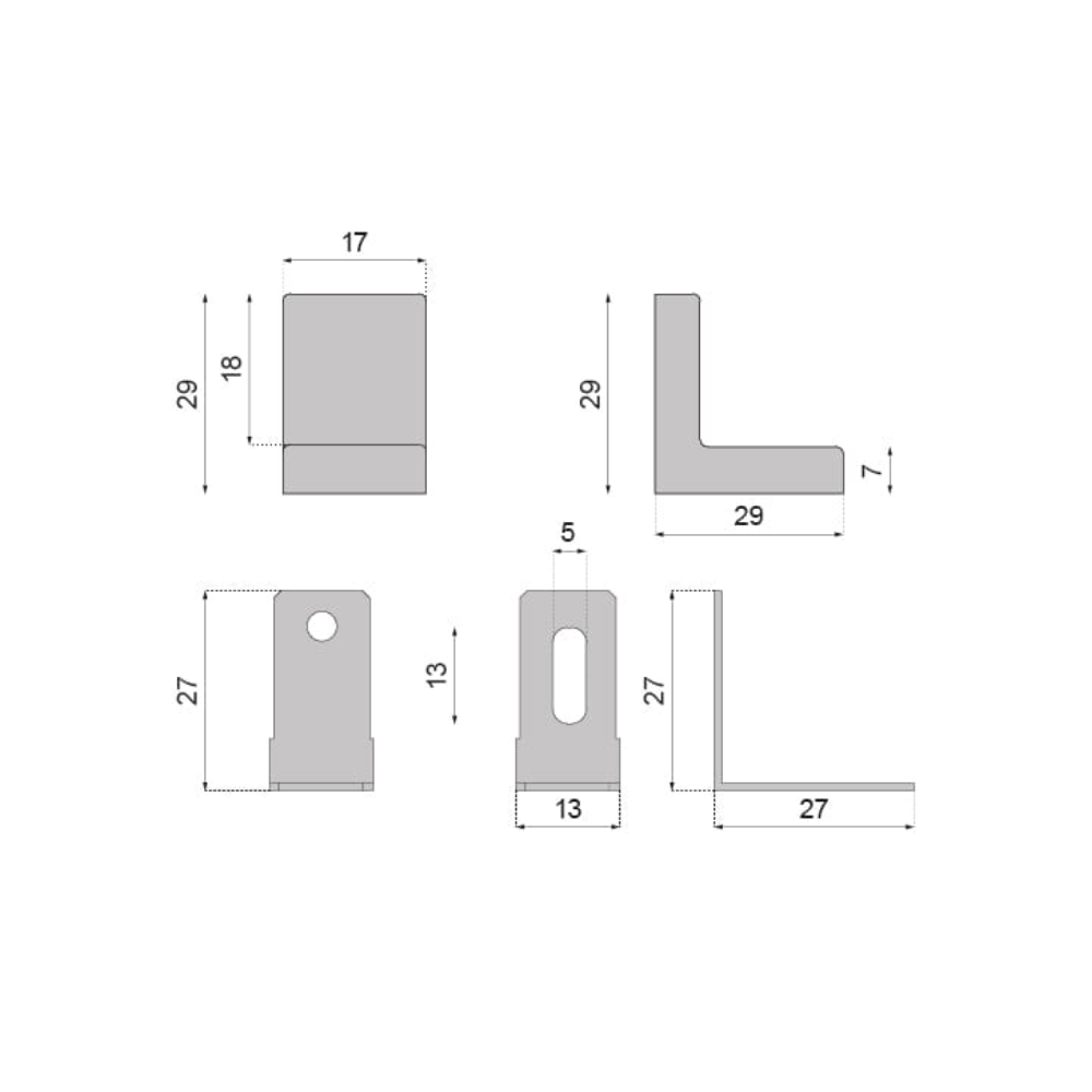 Ángulo de muebles de metal con cubierta de plástico - Gris Claro