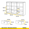 NOAH - Cómoda de 3 cajones y 3 puertas - Armario de almacenamiento para dormitorio - Aparador - Hormigón - A75cm A120cm P35cm