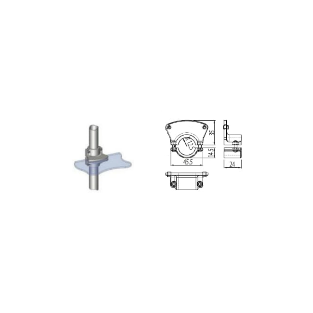 Conector de soporte de estante de un lado Ø25 - Cromo