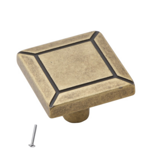 Pomo de armario vintage - 30mm x 30mm - latón antiguo – Furnica