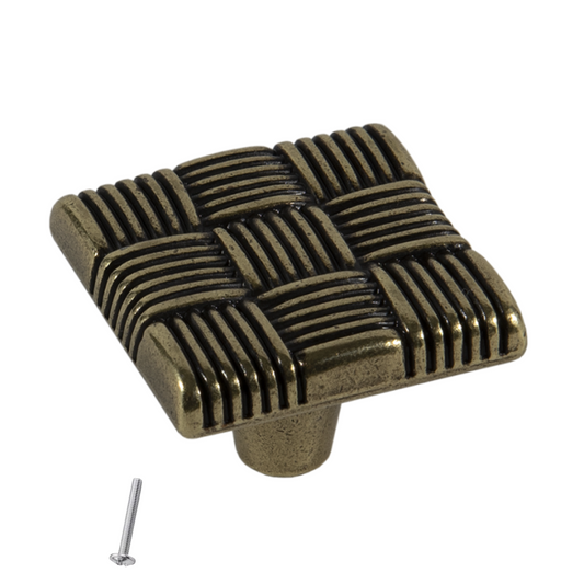 Perilla de gabinete vintage - 30mm x 30mm - latón antiguo – Furnica