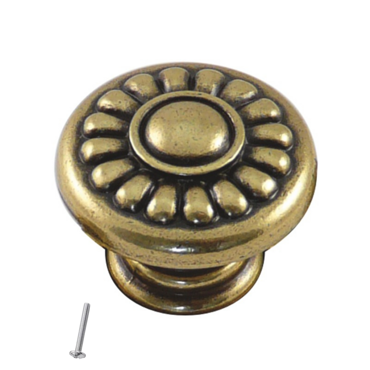 Perilla de gabinete vintage - Ø29mm - latón antiguo – Furnica