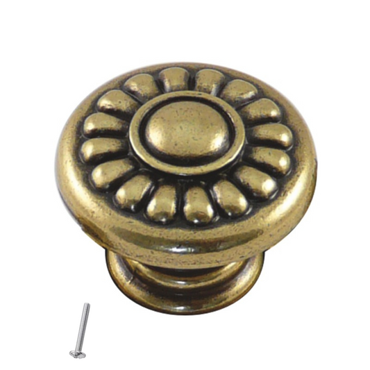 Perilla de gabinete vintage - Ø29mm - latón antiguo – Furnica