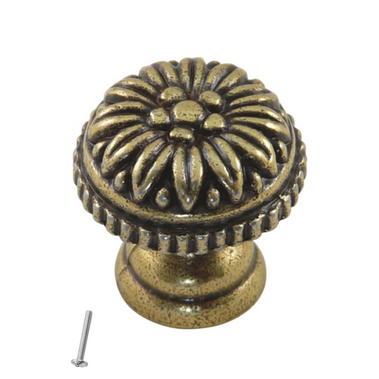 Perilla de gabinete vintage - Ø23mm - latón antiguo – Furnica