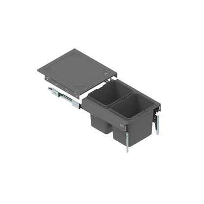 Cubo de reciclaje 2x15 l - mueble de 45 cm, P 480 mm, A 320 mm - gris antracita