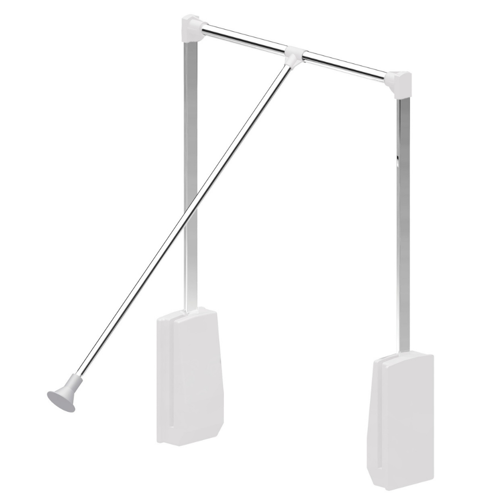 Barra de armario abatible de 600-830 mm - Cromo / Blanco – Furnica