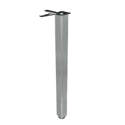 Pata de mueble cuadrada de 710 mm, níquel cepillado, placa de montaje de ZnAl.