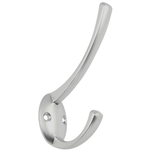 Doble gancho para sombrero y abrigo - 108 mm - Plata