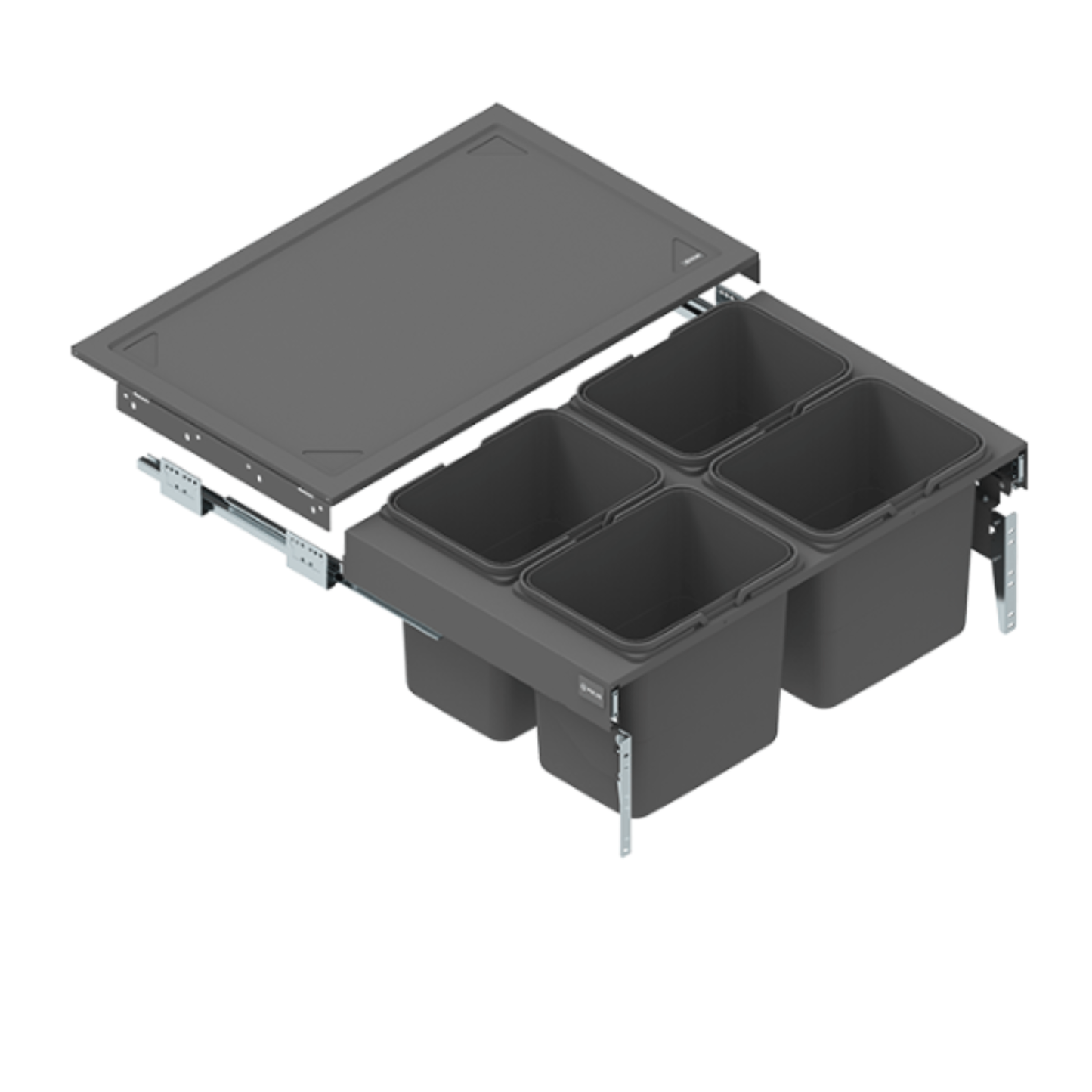 Cubo de reciclaje con cierre suave - 4x15 l o 4x20 l - mueble de 80 cm