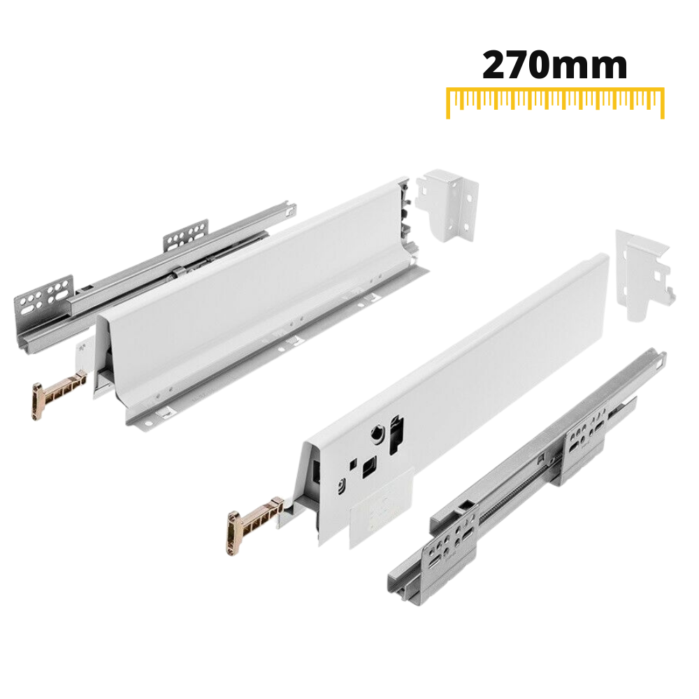 Conjunto de sistema de cierre suave para cajones, BAJA, H: 68mm, Blanco (5) – Furnica