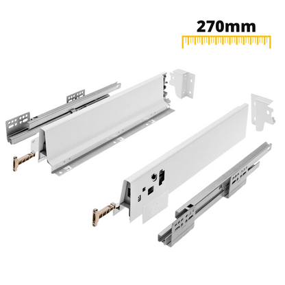 Conjunto de sistema de cierre suave para cajones, BAJA, H: 68mm, Blanco (5) – Furnica