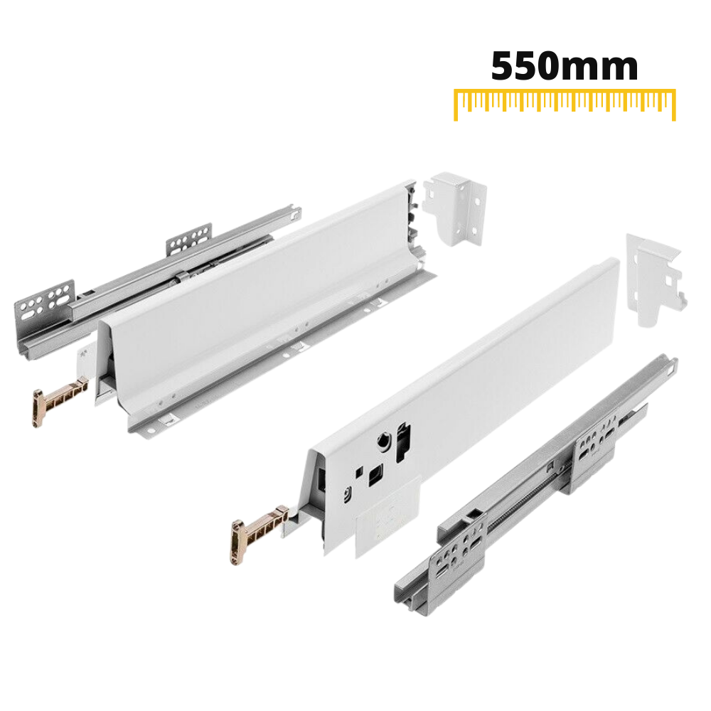 Conjunto de sistema de cierre suave para cajones, BAJA, H: 68mm, Blanco (11) – Furnica
