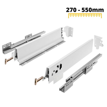 Conjunto de sistema de cierre suave para cajones, BAJA, H: 68mm, Blanco (4) – Furnica