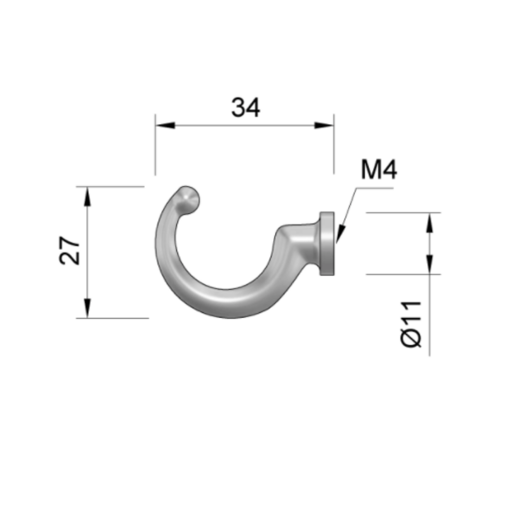 Gancho individual para perchas - Acero cepillado